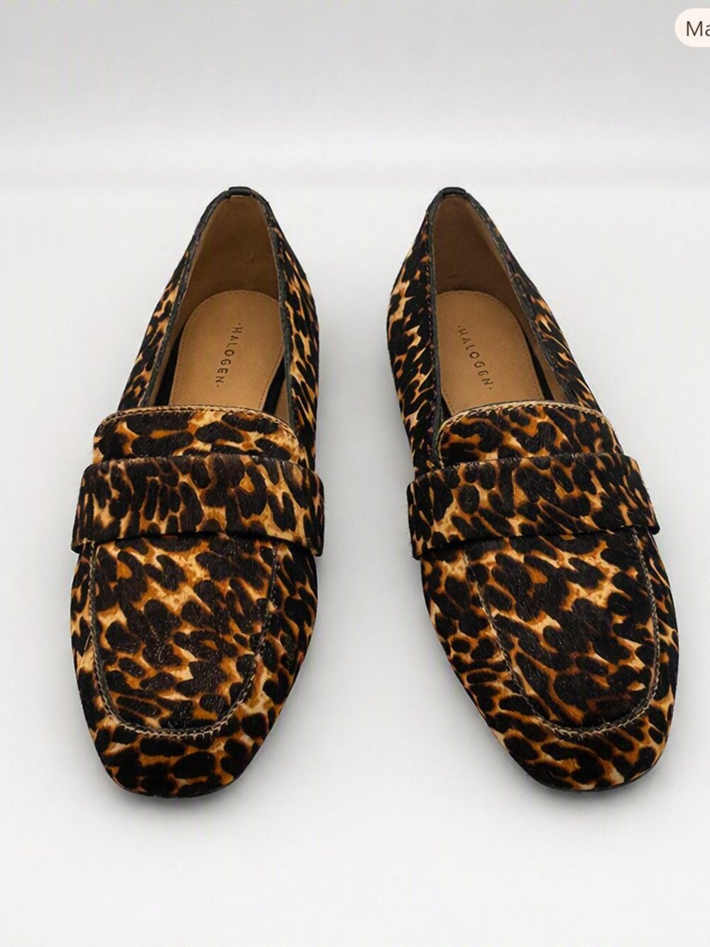 Halogen Leopard Haircalf Loafers – Designer Animal Print Flats NWT